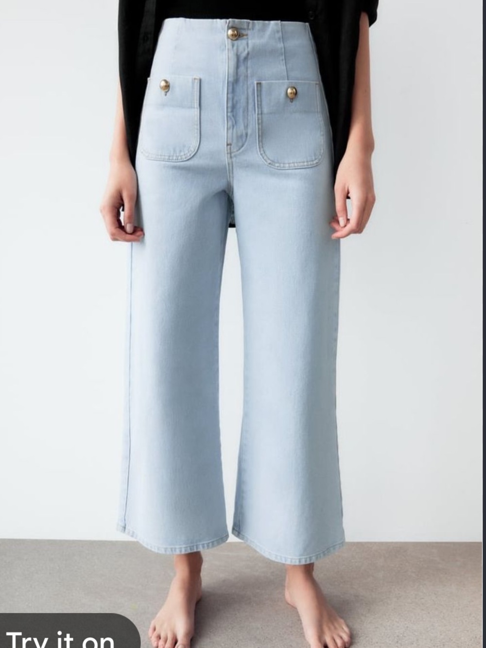 Zara Size 2 Light Wash Wide Leg Denim Jeans